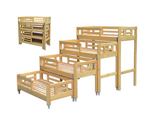 高低折疊式多人實(shí)木床